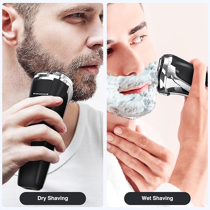 Electric Razor for Men, Men’s Electric Shavers, Wet & Dry Shaver with Pop-up Trimmer, USB-C Rechargeable Waterproof Portable Shaver with LCD Display/Travel Organizer/Travel Lock Ideal Men Gift