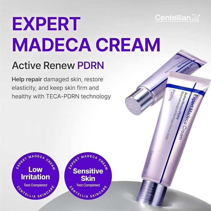 CENTELLIAN 24 Expert Madeca Cream Active Renew PDRN (Firming Cream, 1.69 fl oz) – Elasticity, Soothing & Hydrating Face Moisturizer with TECA-PDRN, Hyaluronic Acid & Glutathione, Korean Skin Care