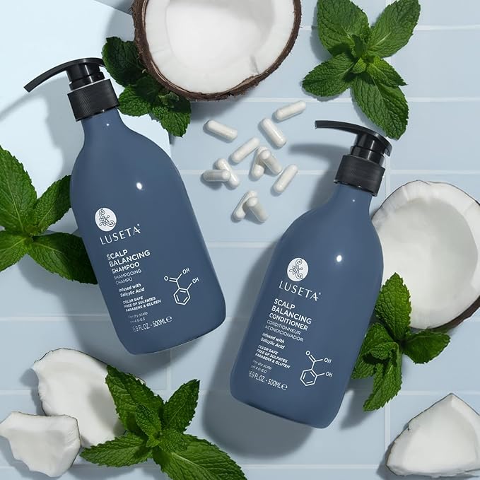 Luseta Salicylic Acid Shampoo and Conditioner Set for Men and Women, Scalp-Balancing, Reducing Build-up, Flake Control Shampoo for Men, Clarifying Shampoo for Refreshing, pH-Balanced, 2 x 16.9 Fl Oz