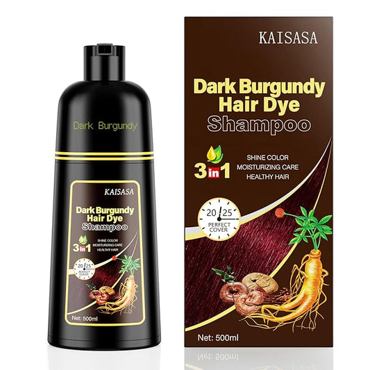 Hair Dye Shampoo 3 in 1, Hair Color Shampoo for Women and Men, Hair Dye to Gray Hair, Herbal Ingredient Shampoos for Hair Coverage 500ml (Dark Burgundy)