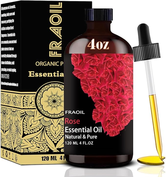 Rose Essential Oil, Rose Oil 4 Fl Oz 120ML for Diffuser Humidifier Yoga Cleaning DIY Candle Soap Making Perfume Gift for Women Essential Oils