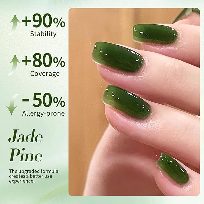 Born Pretty Jelly Gel Nail Polish, Jelly Green Sheer Gel Nail Polish, Dark Green Transparent Neutral Nail Polish Soak Off U v Nail Gel Diy Art for Girls Women 15ML