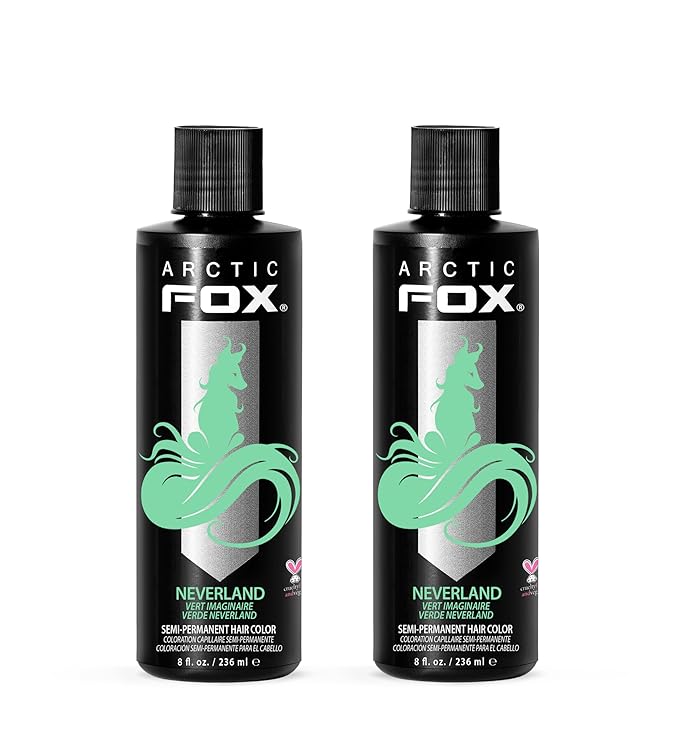 Arctic Fox Semi-Permanent Hair Dye, Vegan & Cruelty-Free, Pastel Mint Green, Conditioning, Ammonia-Free, Peroxide-Free, Neverland, 8 Fl Oz (Pack of 2)