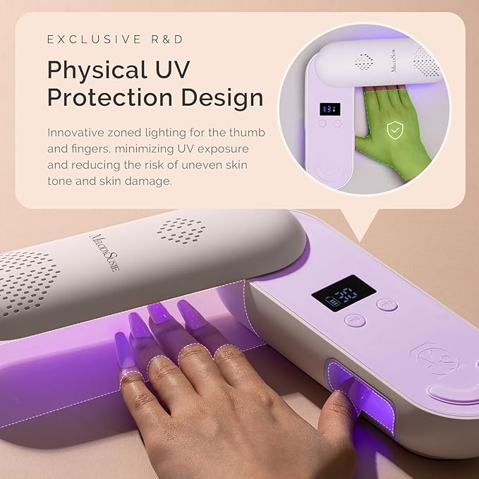 MelodySusie Compact Cordless UV Nail Lamp, P-PLUS20F with Innovative Rotatable Panel & UV Protection Design, Rechargeable UV Light Cures All Gels, Especially Rhinestone Glue & Liner Gel Polish Pink