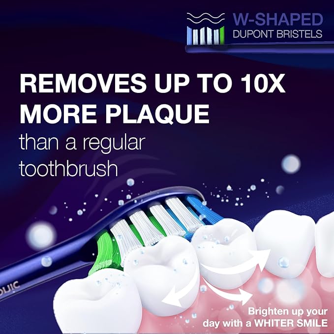 Wagner Stern WHITEN+ Edition. Whitening Electric Toothbrush with Pressure Sensor. Offers 5 Brushing Modes, 3 intensities, 8 Soft Brush Heads, and a Luxury Travel case.