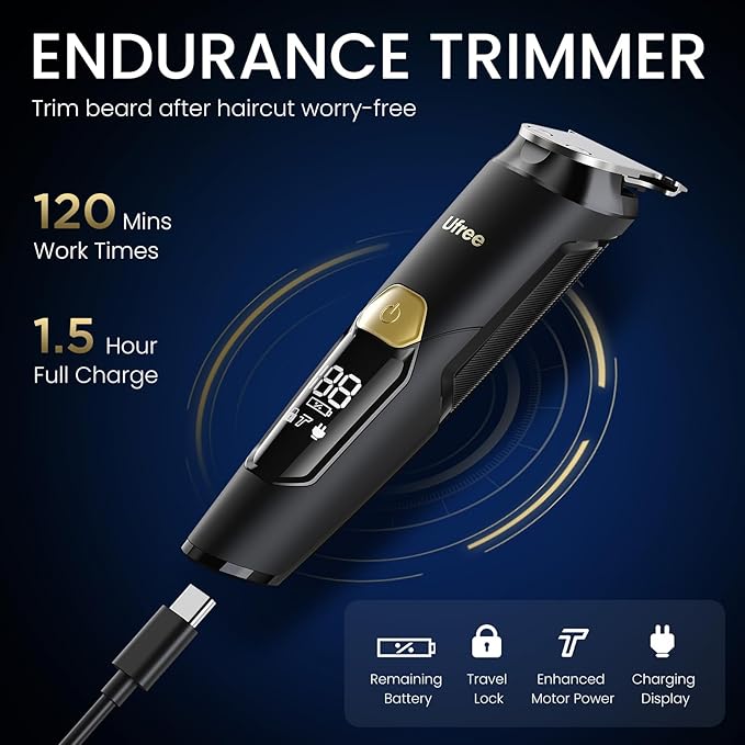 Ufree 3-in-1 Beard Trimmer Kit, Men's Electric Shaver Razor for Mustache Body Nose Facial Hair, Professional Hair Trimmer, Rechargeable Clippers, Waterproof Beard Grooming, Birthday Gifts for Men