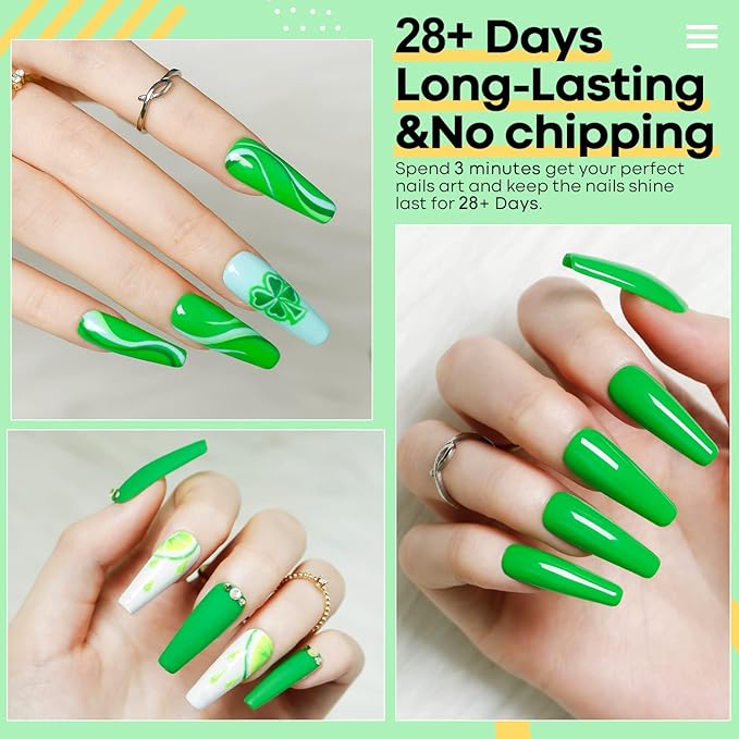 modelones Green Gel Nail Polish, 1 Pcs 15 ML Bright Green Summer Gel Polish Soak Off U V LED Spring Nail Polish Nail Art Starter Manicure Salon DIY at Home