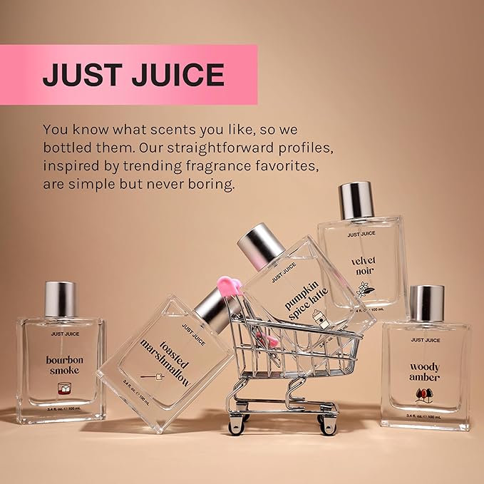 Just Juice Woody Amber - Mini Travel Perfume for Women and Men - Vanilla Perfume with Clove, Tonka Bean, Bonfire Smoke Notes - 0.33 oz