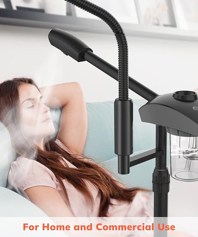 TASALON Professional Ionic Facial Steamer, 2-in-1 Face Steamer for Facial with 5X Magnifying Foldable Arm, Mist Face Steamer Salon Spa Beauty Skin Care Equipment, Aroma Therapy Nozzle Included- Blcak