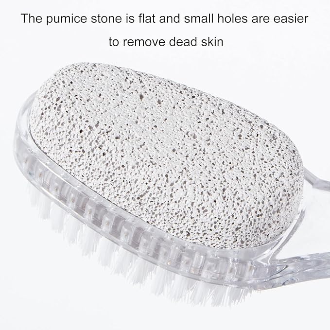 2 Pcs Foot Pumice Stone Brush Calluses Remover, Ooloveminso Large Foot Scrubber Foot File with Handle 2 in 1 Suitable for Horniness Foot Spa, Foot Care Smooth Skin (Transparent)