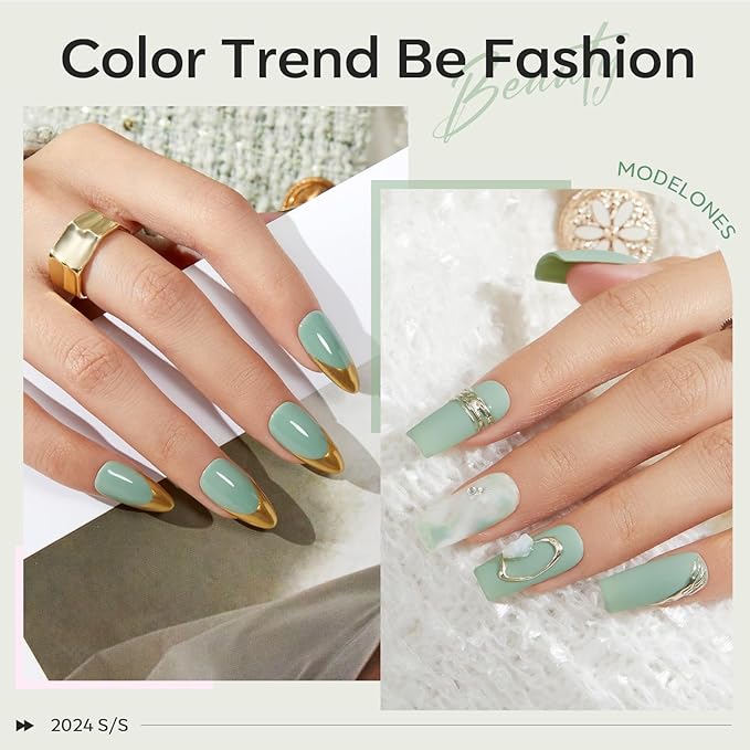 modelones Green Gel Nail Polish Sage Green Christmas Ge; Polish Soak Off Led Nail Art Gel Manicure Salon DIY Gifts for Women 15 ML