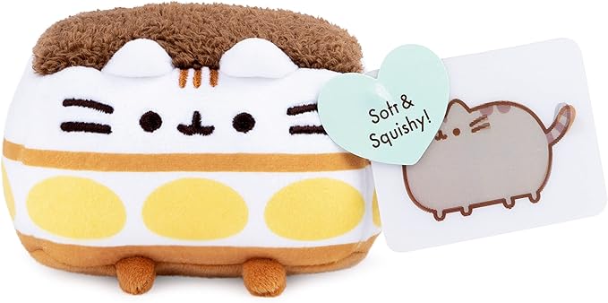 GUND Pusheen Tiramisu Plush Squishy, Stuffed Animal for Ages 8 and Up, White/Brown, 4”
