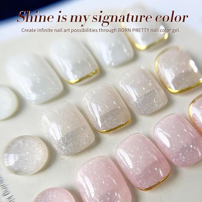 Born Pretty Jelly Gel Nail Polish, Shimmer Glitter Snow Jelly Gel, Milky Nude Neutral Translucent Natural Gel Nail Polish, Manicure Salon DIY for Women Girls 15ML