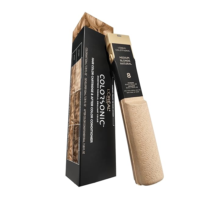 L'Oreal Paris Colorsonic Permanent Hair Dye Cartridge, Hair Color for Root Touch Up, Gray Coverage or All Over Color in just 5 Minutes, 8 Medium Natural Blonde (Coloring Device Sold Separately)