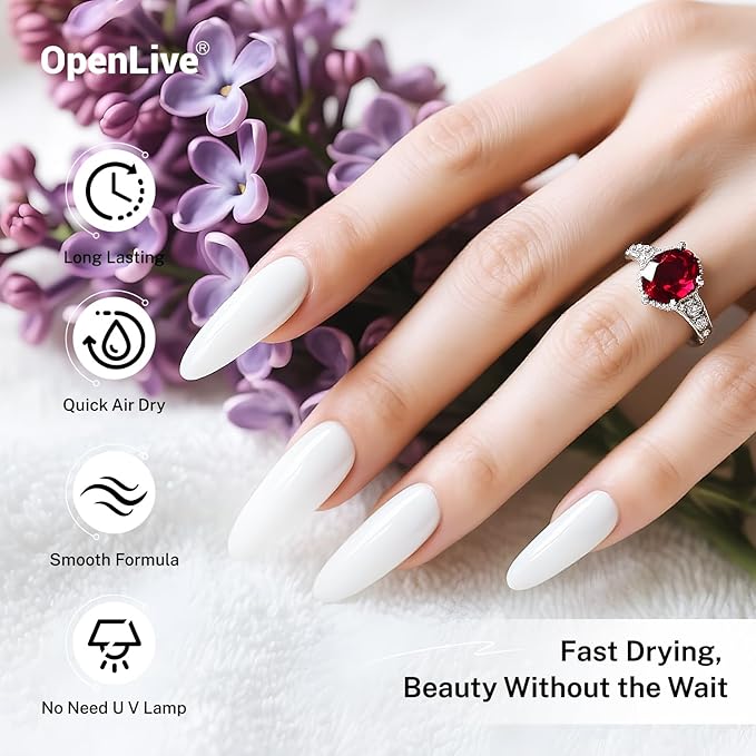 16.5ml White Nail Polish Large Volume Quick Drying Nail Polish, Fast Drying and Long Lasting Color Nail Art DIY Home Manicure Gift for Women