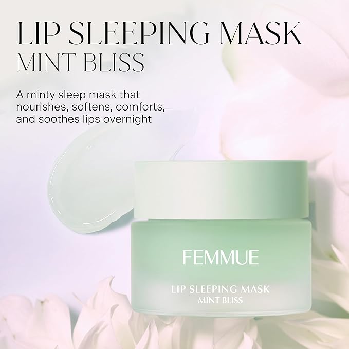 FEMMUE Lip Sleeping Mask (Mint Bliss) | Overnight Hydrating Lip Treatment | Plumping & Softening | With Eucalyptus and Squalane to Soften Dry, Chapped Lips