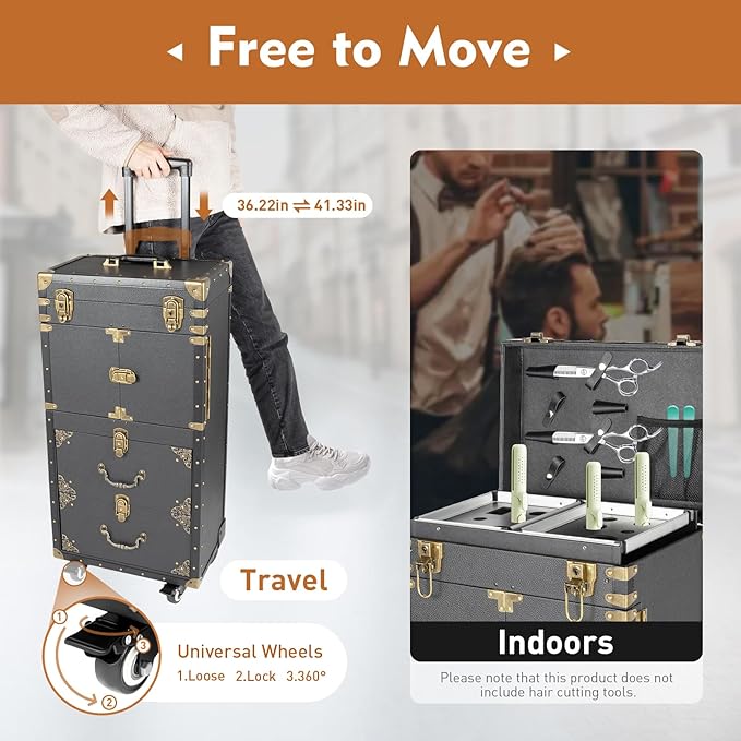 Cosmetic Train Case,Makeup Organizer Travel Case with Multiple Compartments,Rolling Makeup Case,Professional Makeup Casewith Wheels for Make-up Artists,55Lbs Load-Bearing