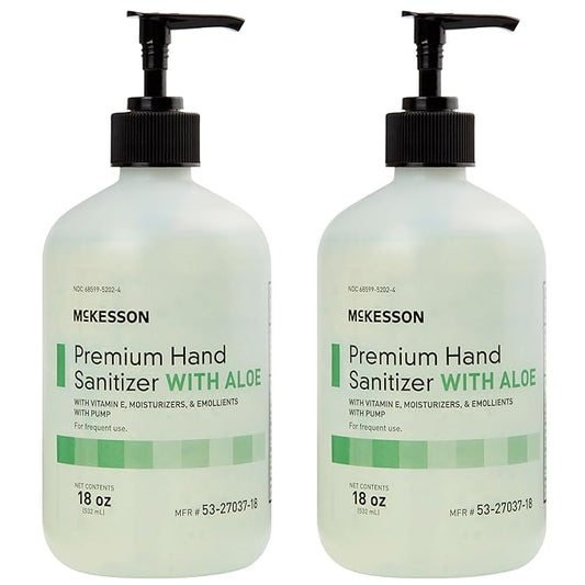 McKesson Hand Sanitizer with Aloe, 18 oz Pump Bottle [Pack of 2] – 70% Ethyl Alcohol, Spring Water Scent, No-Rinse Gel with Vitamin E and Moisturizers, Medical-Grade Sanitizer