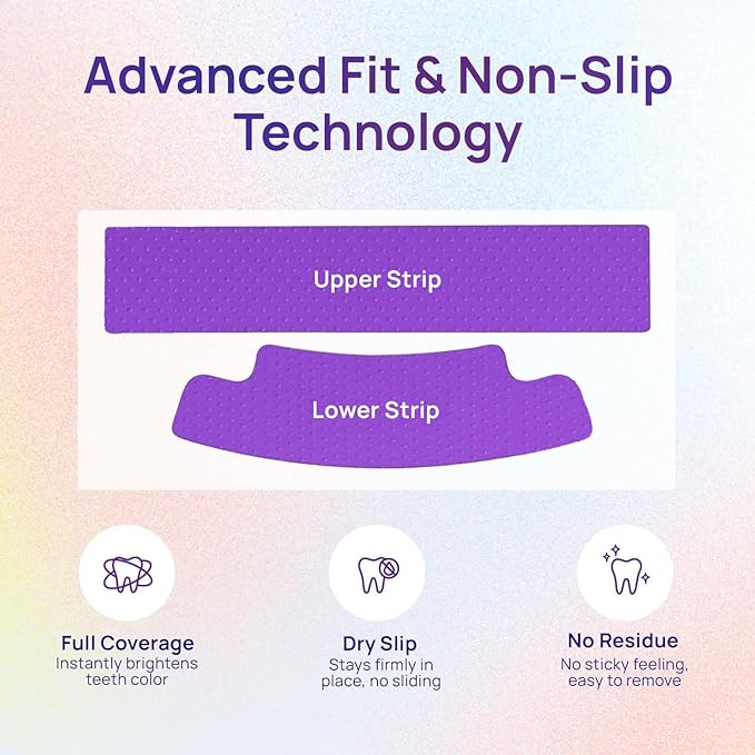 Whitebite Pro Purple Teeth Whitening Strips, 28 Strips (14 Treatments), Enamel-Safe, with Pap, V34 Color Corrector, Hydroxyapatite for Enamel Care, Non-Slip Design