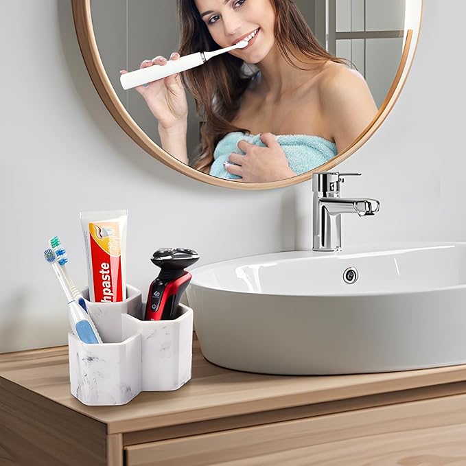 Toothbrush Holder for Bathrooms Toothpaste Holder Stand Bathroom Organizer for Toothbrush Makeup Brushes Holder