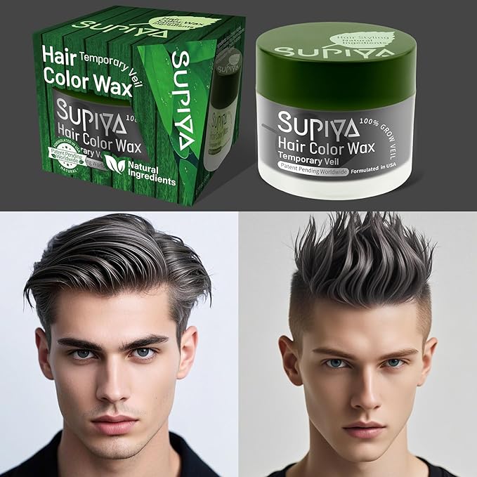 Temporary Hair Styling Color Wax, Green Blue Purple Red Hair Dye Color Wax Washable Natural Instant Hair Coloring Cream for DIY Hairstyle for Kids Men Women(Black#3)