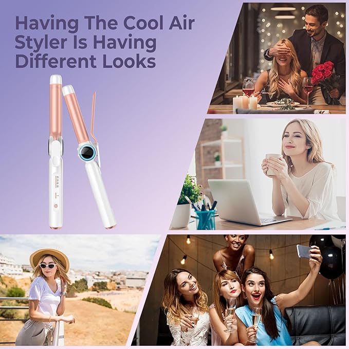 Curling Iron 9000 mAhUSB Rechargeable, 4 Temps Setting Hair Curlers, 280°F-400°F Travel Curling Wand, Ceramic Hair Styling Tools Hot Rollers Hair Curlers