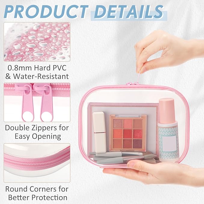 Sanwuta 10 Pcs Hard Zipper Case Clear Hard Pouches Plastic Zipper Pencil Box Toy Storage Bins Portable Plastic Container for Travel Toiletry Office Cosmetic Block Puzzle Organizer(S/m,Macaron Color)