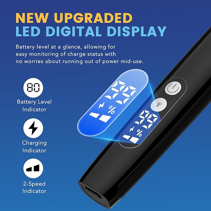 Eyebrow Trimmer Electric Eyebrow Razor with Digital Display LED Light, 2-Speed Eyebrow Shaver Rechargeable Face Trimmer for Men, Painless Facial Hair Remover for Upper Lip Peach Fuzz Mustache Arm Leg