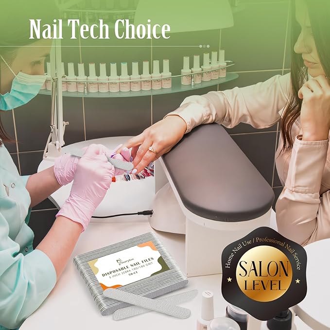 Maryton 50Pcs Disposable Nail File, 5 Inch Thin Emery Boards 180/180 Grit Nail Files for Natural Nails, Professional Pedicure Manicure Tools Set