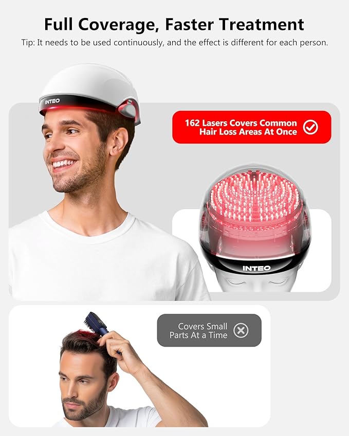Red Light Therapy for Hair Growth, Laser Hair Growth Cap for Hair Loss, Rechargeable Battery- FDA Cleared Hair Growth for Men & Women, Wireless Red Light Hair Therapy, 162 Lasers