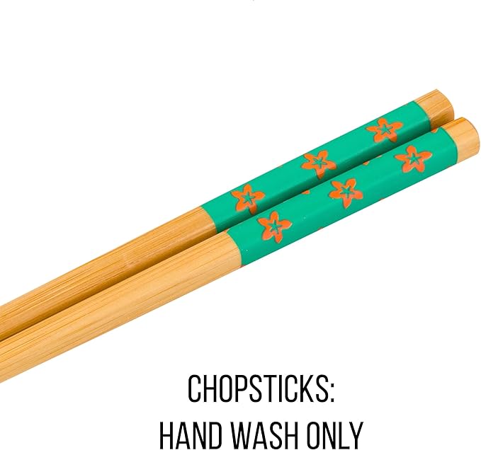 Silver Buffalo Disney Lilo and Stitch Aloha Tropical Ceramic Ramen Noodle Rice Bowl with Chopsticks, Microwave Safe, 20 Ounces