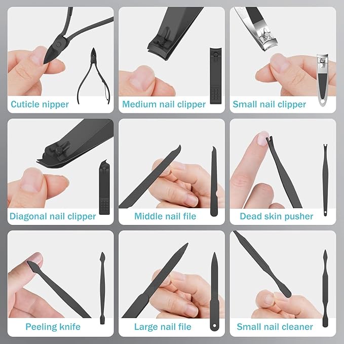 Professional Manicure Pedicure Set,Nail Clipper Kit, Nail Clippers Set, Nail Tools with Luxurious Travel Case,31PCS(RED)