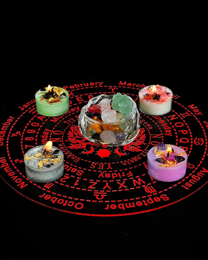 Tealight Soy Candles with Crystals and Herbs, Handmade Energy Candles, Aromatherapy Candles. (Mixed)