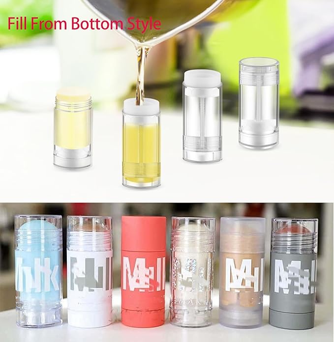 10 Pcs 30ml/1oz Empty Deodorant Containers Bottom Filling Stick Plastic Deodorant Container Twist up Refillable Deodorant Bottles Empty Lip Balm Tube for Homemade DIY Lipstick Crayon Chapstick