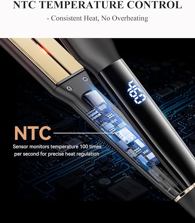 ANLAN Infrared Hair Straightener, 1.4" Ceramic Flat Iron with 20s Fast Heating, Negative Ions, 210–460°F Adjustable, Dual Voltage & Auto Shut-Off for Smooth, Shiny Styles