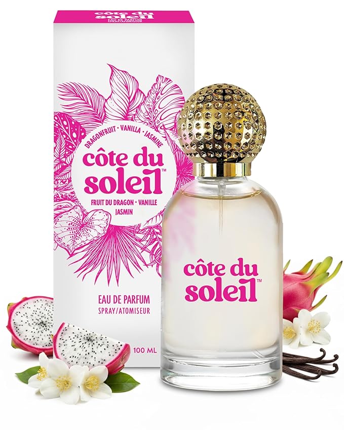 PB ParfumsBelcam Côte du Soleil Eau de Parfum for Women – Tropical Fruity Floral Scent with Dragon fruit, Jasmine & Vanilla – Long-Lasting Women’s Fragrance, Everyday Luxury Perfume, 3.4 fl oz