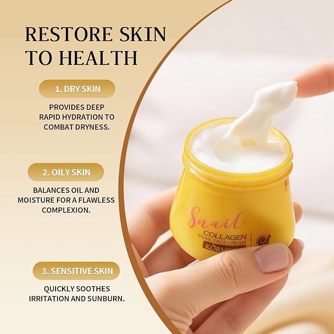 2pcs Snail Collagen Face Cream,Collagen Hydrating Anti-Wrinkle and Rejuvenating Cream,Anti-Wrinkle and Rejuvenating Cream for Women