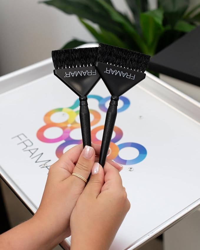 Framar Root Repair Hair Color Brush Set - Hair Dye Brush Kit, Hair Coloring Brushes For Hair Stylist, Tint Brushes for Hair Color, Extra Control Near Scalp - 2 Pack Black