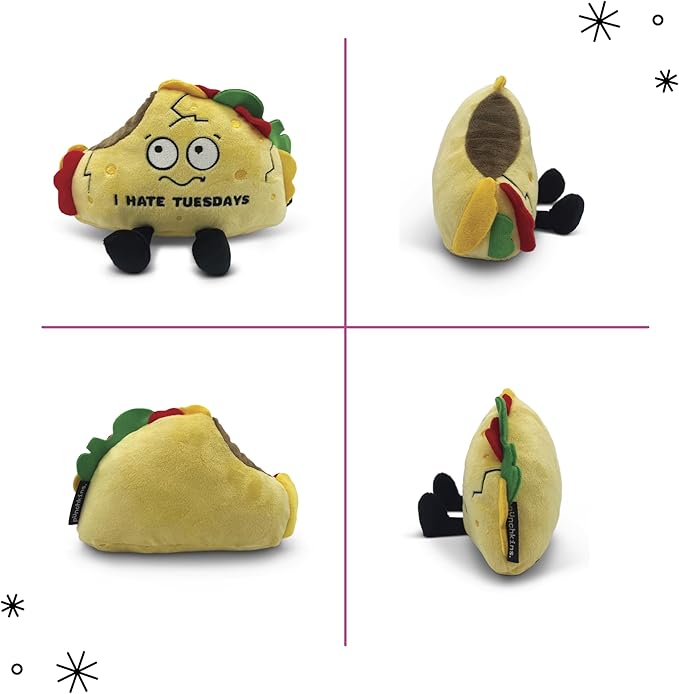 Punchkins Taco Plushie - I Hate Tuesdays Funny Plush, Gift for Taco Lovers, Cute Plush Toy for Gifting