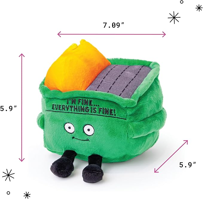 Punchkins Dumpster Fire Plushie - I'm Fine, Everything is Fine! Dumpster Fire Plush, Emotional Support Plushie, Funny Plush Toy for Gifting