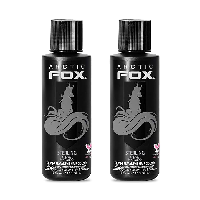 Arctic Fox Semi-Permanent Hair Dye, Vegan & Cruelty-Free, Pastel Silver Color, Conditioning Formula, Ammonia & Peroxide Free, For All Hair Types, Sterling, 4 Fl Oz (Pack of 2)