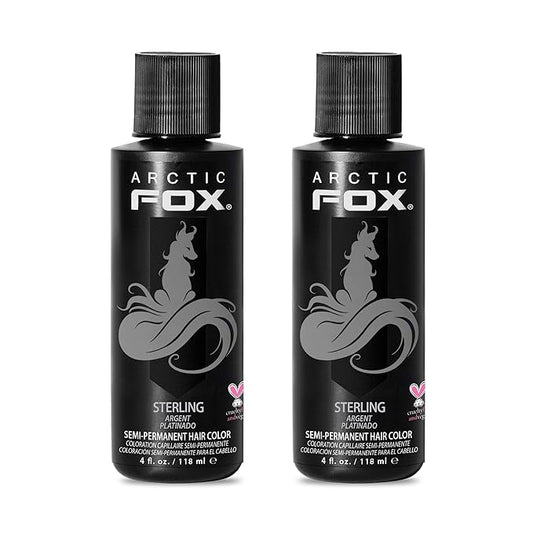 Arctic Fox Semi-Permanent Hair Dye, Vegan & Cruelty-Free, Pastel Silver Color, Conditioning Formula, Ammonia & Peroxide Free, For All Hair Types, Sterling, 4 Fl Oz (Pack of 2)