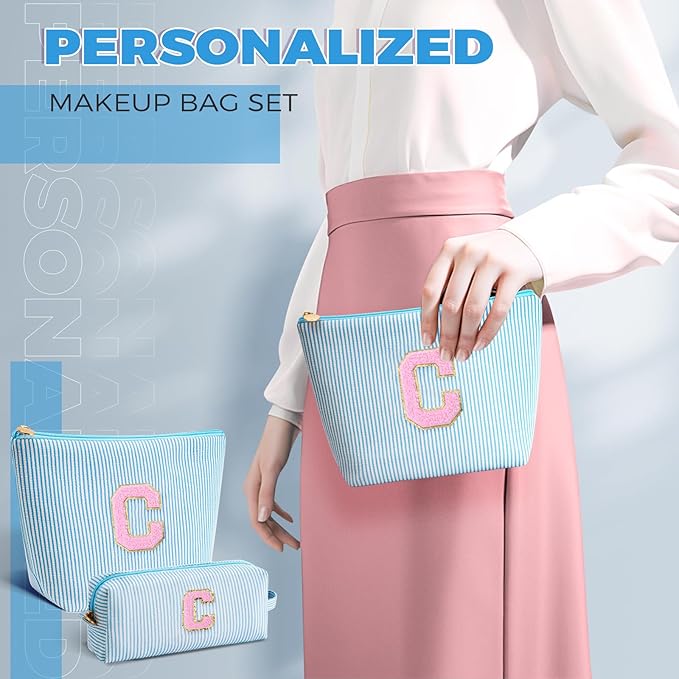 Customized Mothers Day Gifts - Birthday Gift for Mom,Gifts From Daughter,Mother in Law Gifts,Mama Gift Idea,Makeup Bag Set Cosmetic Bag - Blue,C