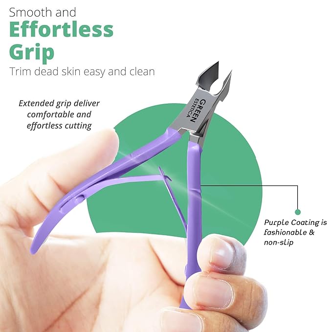 Professional Cuticle Trimmer with Cuticle Pusher Nail Cuticle Remover Nipper Silver Stainless Steel Sharp Blades Manicure Tools with Double Spring Nail Care Pedicure Nail Tools Home Spa (Purple)