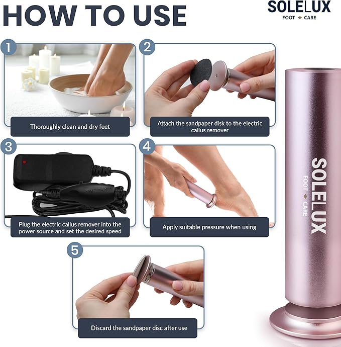 Upgraded 2025 Electric Foot File – Callus Remover for Women & Men with Adjustable Speed, 60 Sanding Pads & Dead Skin Exfoliation – at-Home Pedicure Tool for Dry, Cracked Feet (Pink)