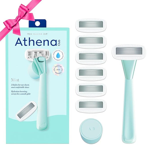 Athena Club Women's Razor Shave Kit, 1 Mint Razor Handle + 6 Blade Refills
