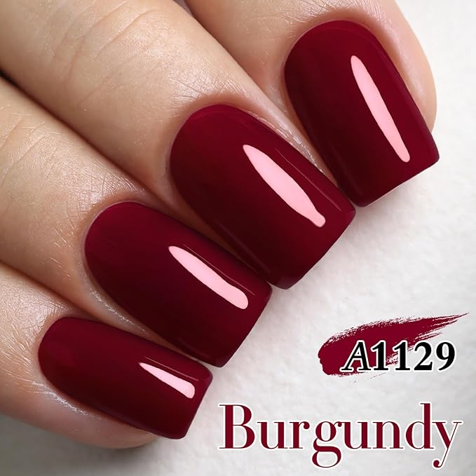 Double Rhythm 15ML Gel Nail Polish Pure Sheer Same Color Same Bottle Soak Off Gel Polish Art Manicure Salon DIY at Home for Women (Burgundy-A1129)