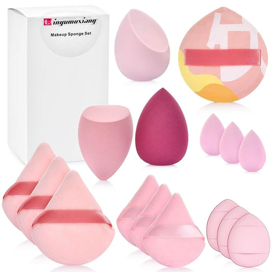 16PCS Makeup Sponge Set, with Triangle Powder Puff Beauty Blender Sponge and Mini Sponge For Foundation Concealer And Powder