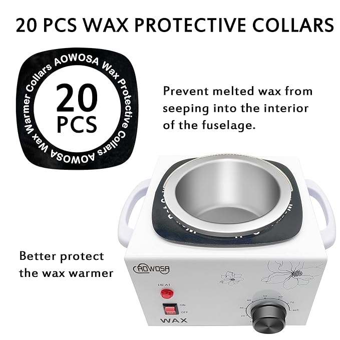 Professional Waxing Kit Wax Warmer Single Pot Wax Heater Machine for Hair Removal, Large Waxing Pot with Non-Stick Easy Clean Pot, 50 Sticks & 20 Collar, for Spa Salon Beauty Esthetician Home(White)