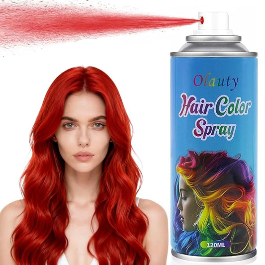 Temporary Hair Dye, Hair Color Spray for Women and Kids, Washable Purple Hair Spray, One-Time Use, Non-Sticky Root Touch Up, Natural Hair Color Wax for Party, Cosplay, Halloween, Christmas (Red)